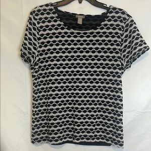 Women's, Chico's, Black and White Stripe Modest Blouse, Size 2